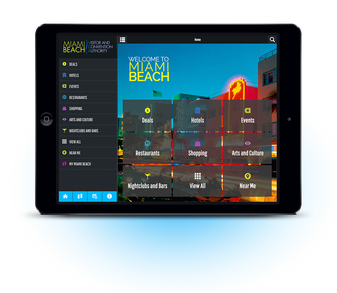 Experience Miami Beach App Screenshot on an iPad